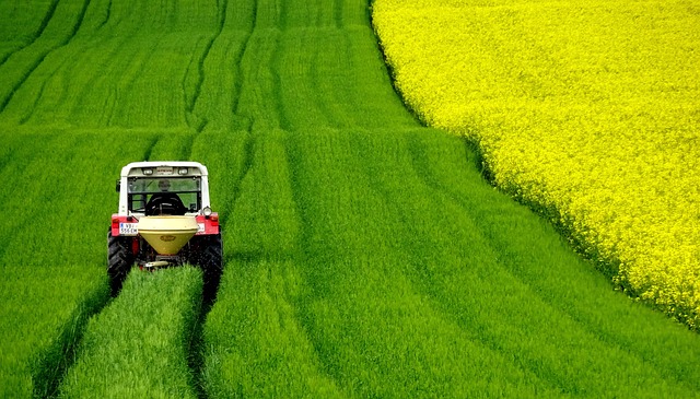 Tractor on finely tiled land